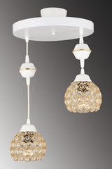 White 2 Piece Crystal Downward Facing Luxury Chandelier with Pendant Tray - Swordslife