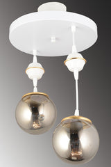 Suspended Tray White 2-Set Smoked Globe Glass Downward Facing Luxury Chandelier - Swordslife