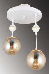 Suspended Tray White 2 Piece Honey Globe Glass Downward Facing Luxury Chandelier - Swordslife