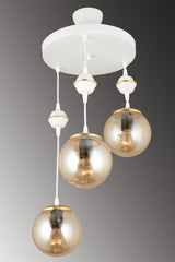 Suspended Tray White 3 Piece Honey Globe Glass Downward Facing Luxury Chandelier - Swordslife