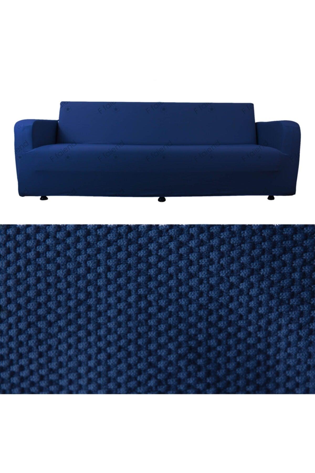 Petrol Blue Honeycomb Fabric 3*person Sofa Cover - Swordslife