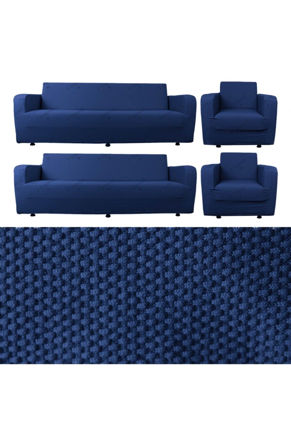 Petrol Blue Elastic Elastic Sofa Cover Set Sofa Cover Set 3 3 1 1 Maxi Set - Swordslife