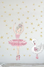 Pink Ballerina And 70 Pieces Star Mega Wall Sticker Set - Swordslife