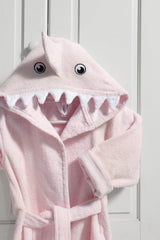 Pink Female Shark Child Bathrobe 100% Cotton Embroidered 0/2 Years - Swordslife