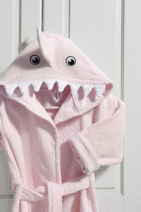 Pink Female Shark Kids Bathrobe 100%