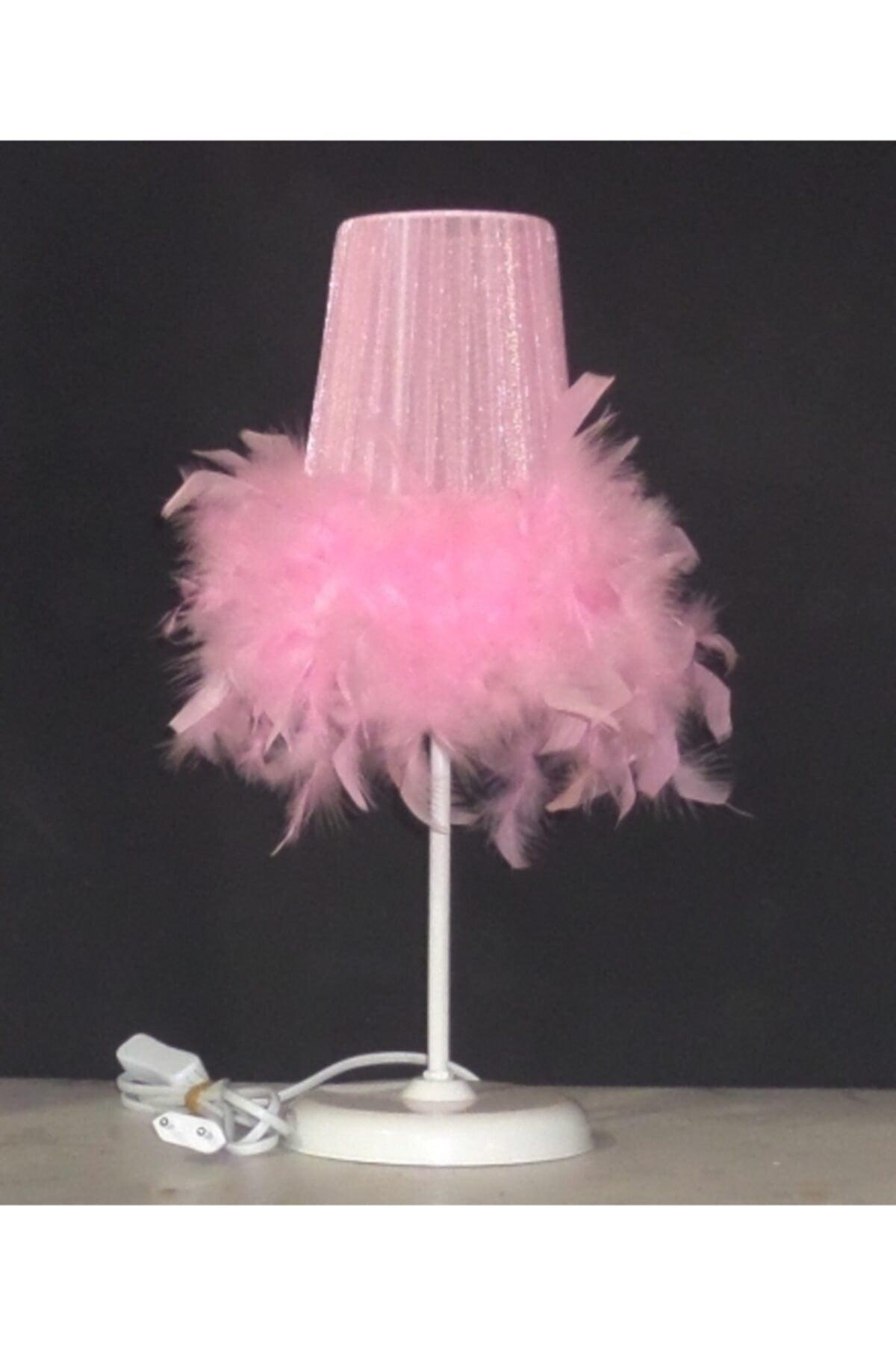 Pink Feathered Lampshade Bedroom Girl's Room Lampshade - Swordslife