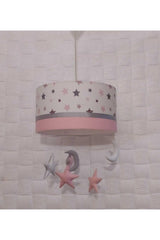 Pink White Gray Star Decorated 38 Diameter Large Size Kids Baby Room Chandelier Single Pendant Lamp - Swordslife