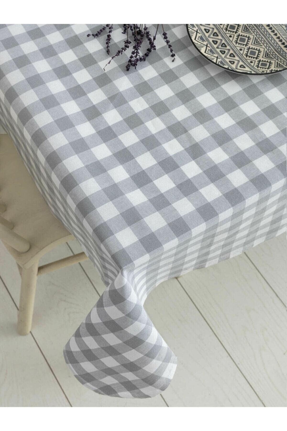 Piti Checkered Gray Table Cloth, Table Cloth, Picnic Cover Cotton - Swordslife