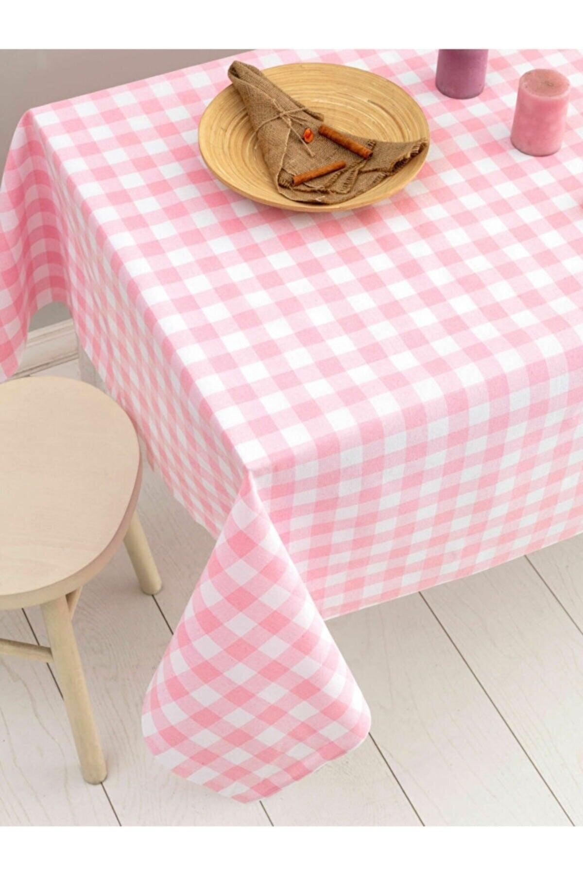 Piti Checkered Pink Table Cloth, Table Cloth, Picnic Cover Cotton - Swordslife