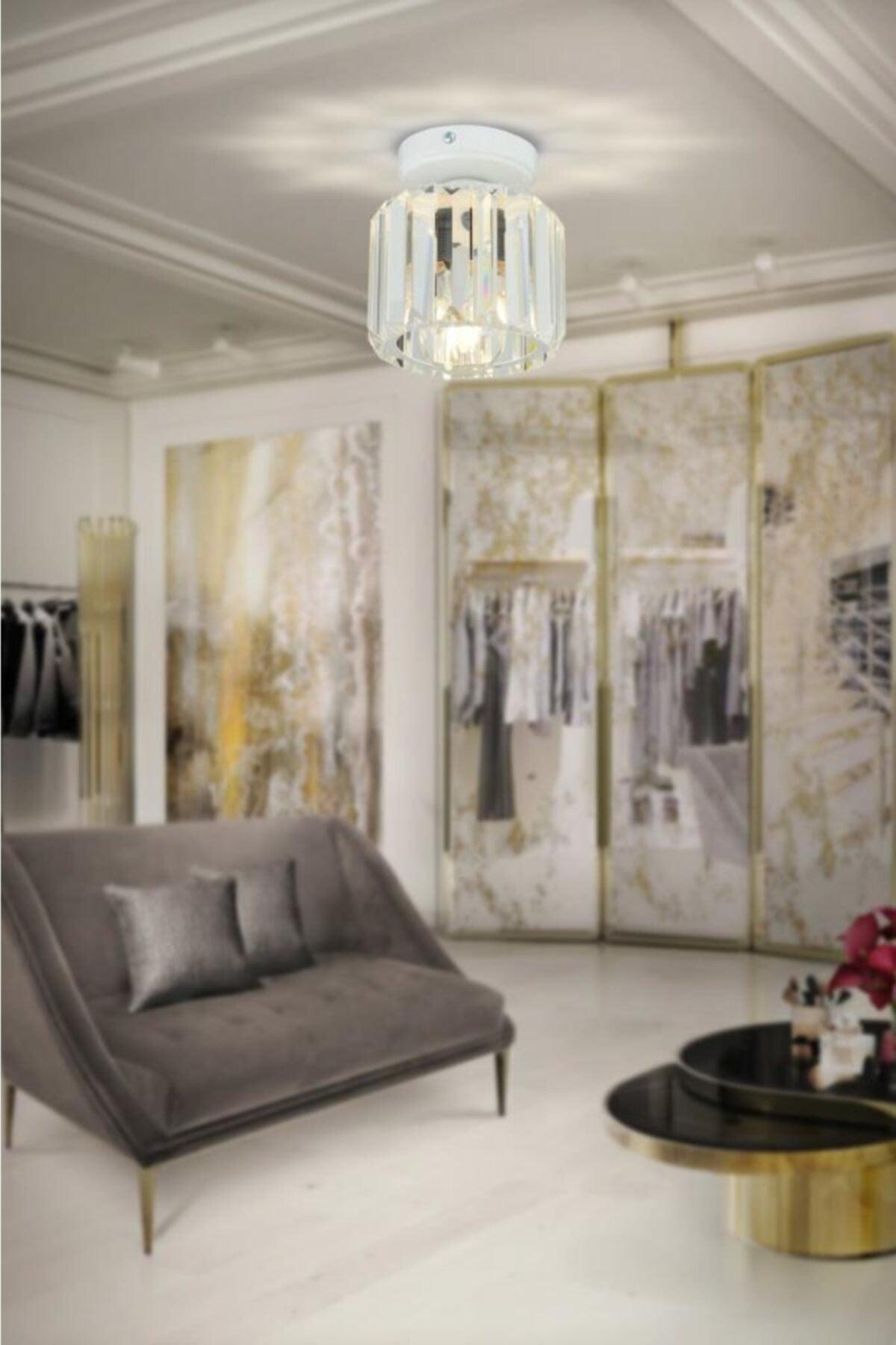 Plafonyer Ceiling White Y-10 Crystal Stone Chandelier - Swordslife