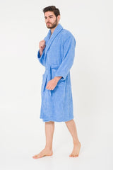 Plain And Cotton Shawl Collar Men's Bathrobe - Swordslife