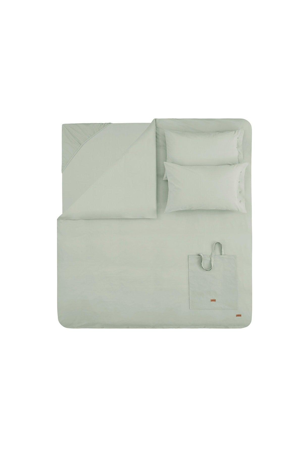 Plain Double Ranforce Washed Duvet Cover Set - Sage - Swordslife