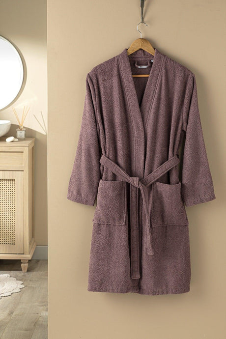 Plain Cotton Ladies Bathrobe Sm Dried Rose