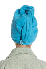 Straight Eponge Button Towel Light Turquoise Color Hair