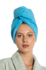 Straight Eponge Button Towel Light Turquoise Color Hair