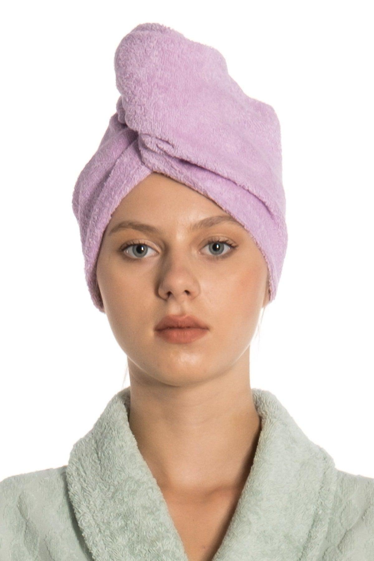 Flat Eponge Button Towel Lilac Color Drying Cap - Swordslife