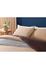 Plain Cotton Double Duvet Cover Set 200x220 Cm Beige - Brown - Swordslife