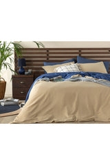 Plain Cotton Double Duvet Cover Set 200x220 Cm Navy Blue - Beige - Swordslife