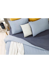 Plain Cotton Double Duvet Cover Set 200x220 cm Blue - Navy Blue - Swordslife