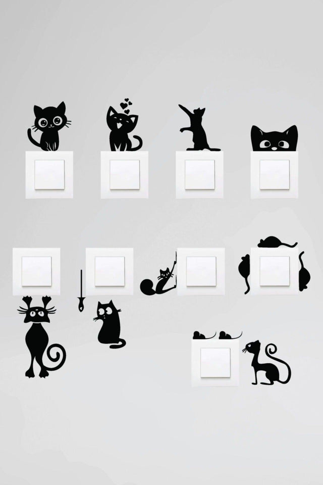 Socket Cat Sticker Set Black Sticker Wall Sticker - Swordslife