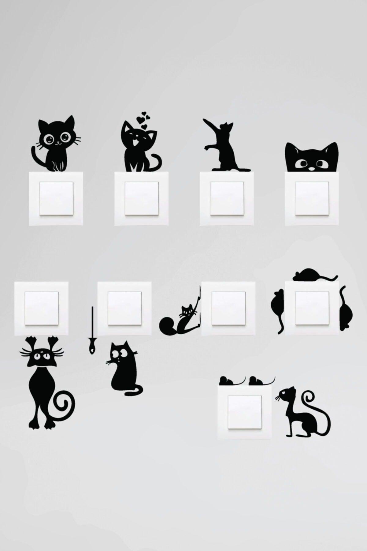 Socket Cat Sticker Set Black Sticker Wall Sticker - Swordslife