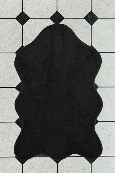 Plush Shape Black Bathroom Carpet 80x120 Cm - Swordslife