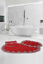 Plush Lux Oval Claret Red 3-Piece Dowry French Lace Guipure Closet Set Bath Mat Set - Swordslife