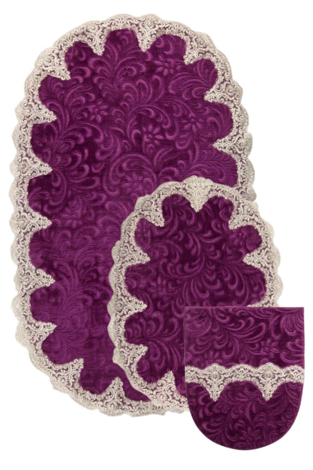 Plush Lux Oval Purple 3 Piece Lacy Closet Set