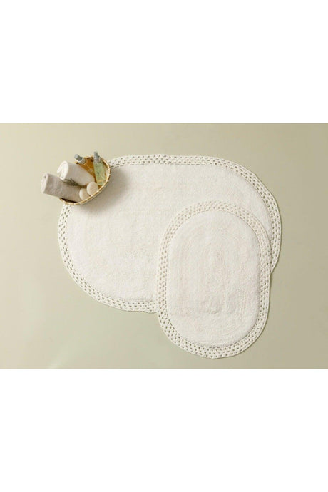 Polin Cotton 2 Pcs Bath Mat Set 60x90cm+40x60cm Ecru - Swordslife