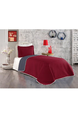 100% Cotton Single Bedspread ( Pique ) Set with Pompom Claret Red/gray - Swordslife