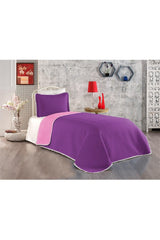 100% Cotton Single Bedspread with Pompom ( Pique ) Set Purple/powder - Swordslife