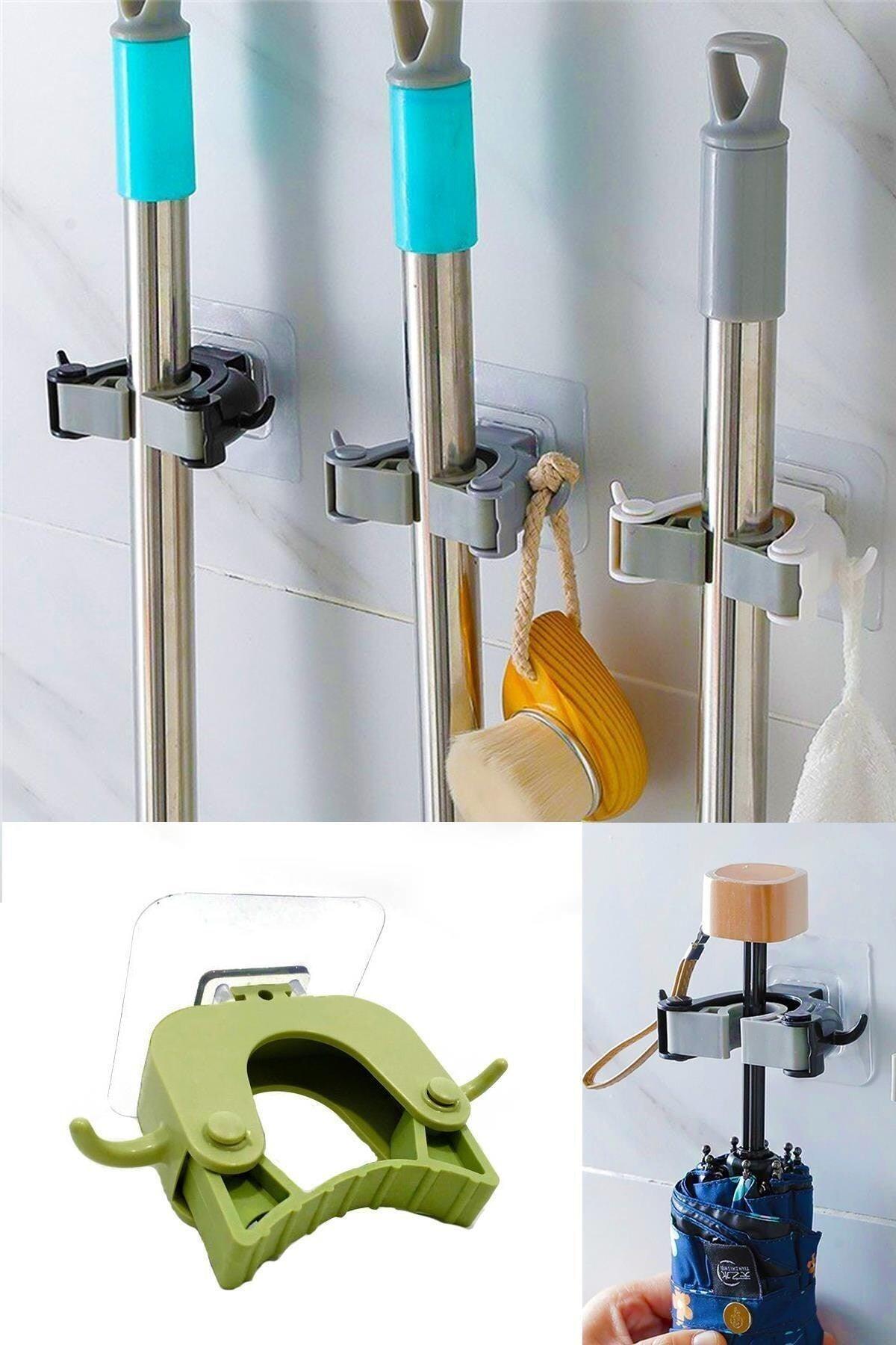 Practical Brush Broom Mop Mop Holder Hanger Attachment Adhesive Magic Holder Clip - 1 Piece - Swordslife