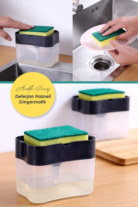 Practical Detergent Tank Dish Sponge with Pump and Spongematic Tank | Sponge Organizer - Swordslife