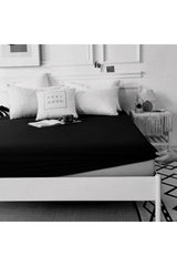 Pro Elastic Bed Sheet Black Cotton Fabric - High Quality Black Fitted Sheet - Swordslife