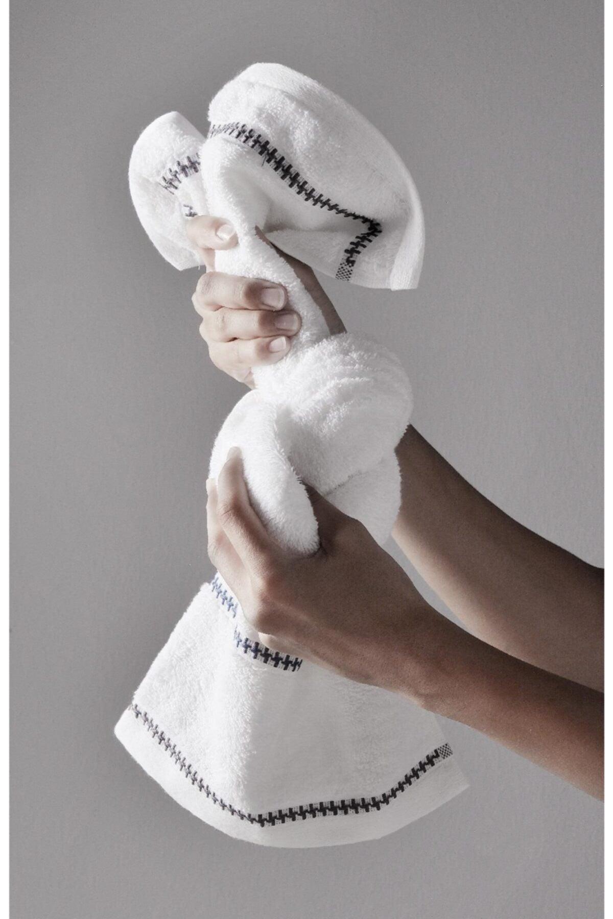 Profundo White - Extra Soft, Modern 100% Cotton 50x90cm. Hand / Face Towel Set - Swordslife