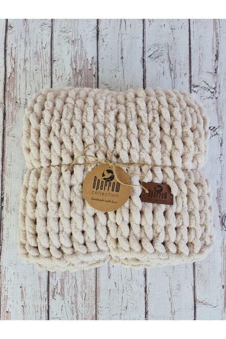 Puffy Handmade Blanket Beige Color Handmade Baby Blanket - Swordslife