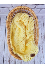 Puffy Hand Knitted Blanket Yellow Hand Knitted Baby Blanket - Swordslife