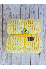 Puffy Hand Knitted Blanket Yellow Hand Knitted Baby Blanket - Swordslife