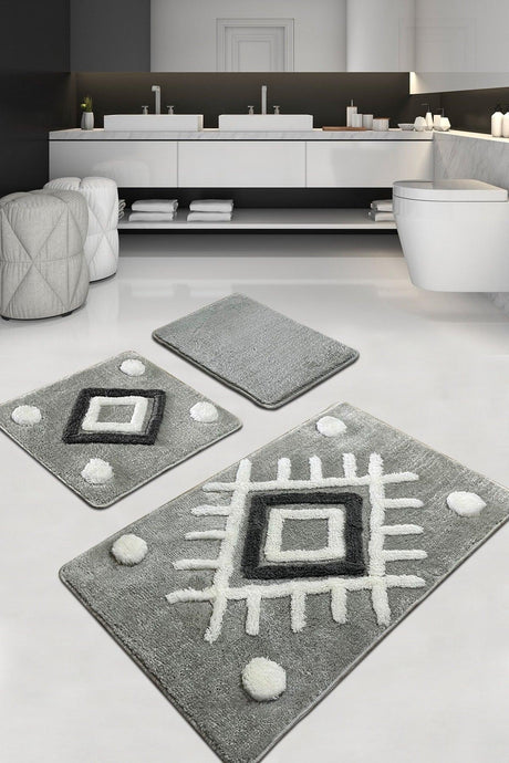 Punica Gray Triple Set Bathroom Carpet - Swordslife