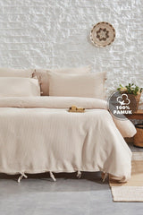 Pure Ranforce Washed Double Pique Duvet Cover Set - Beige - Swordslife