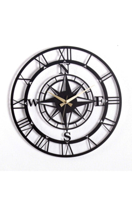 Compass Metal Black Wall Clock 1.5 Mm Thickness 41x41 Cm - Swordslife