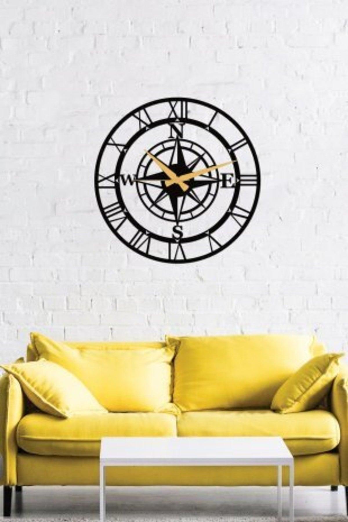 Compass Metal Black Wall Clock 1.5 Mm Thickness 41x41 Cm - Swordslife