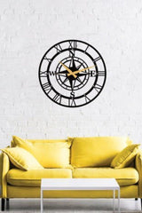 Compass Metal Black Wall Clock 1.5 Mm Thickness 41x41 Cm - Swordslife