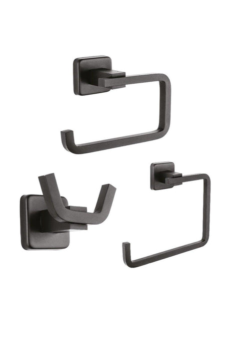 Quadratische Matte schwarz Twin Hanger + Coverless Papier + Runde Handtuch Badezimmer Set - Swordslife