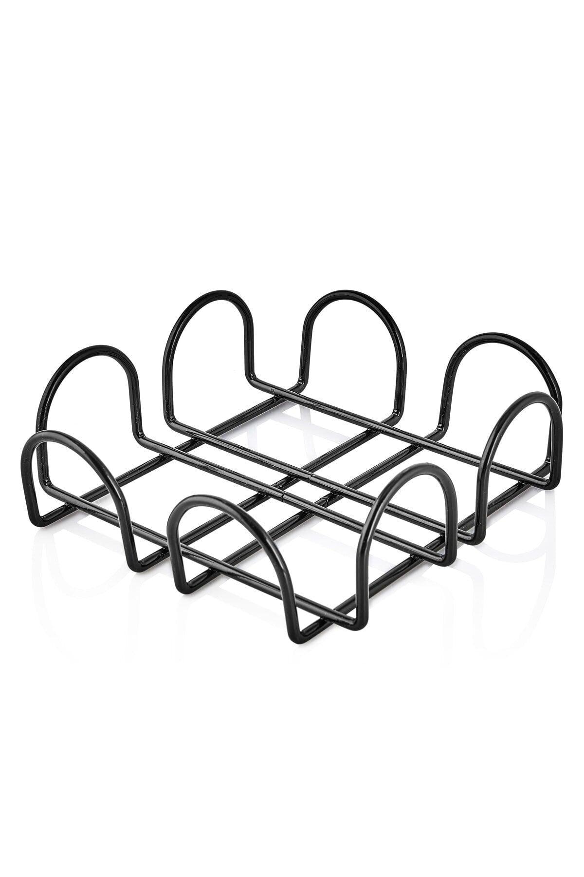 Square Black Napkin Holder Metal Black Color