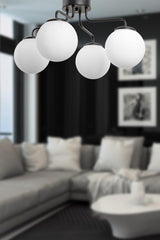 Yağmur 4th Black-white Globe Glass Chandelier - Swordslife