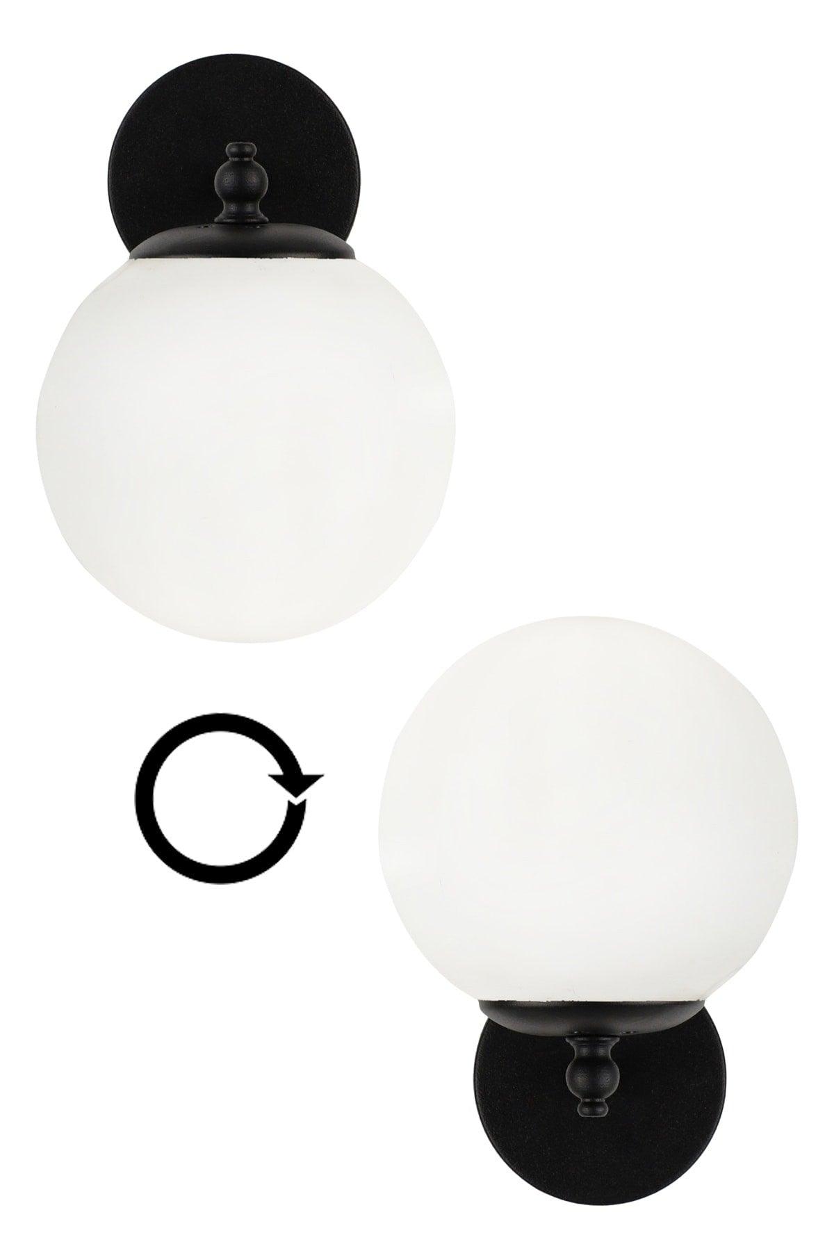 Rain Sconce 2 Pieces Black-white Globe Glass - Swordslife