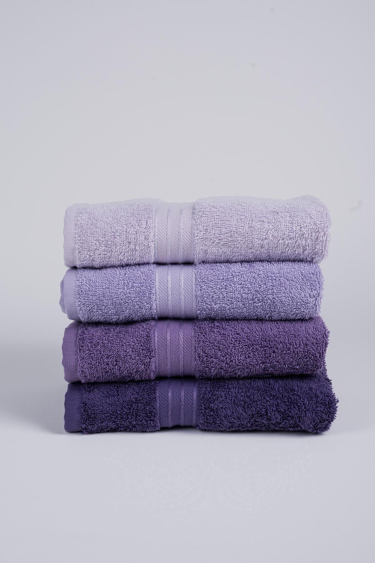 Rainbow 100% Cotton Extra Soft Purple Tones Set of 4 Hand/Face Towels (4*50X80) - Swordslife