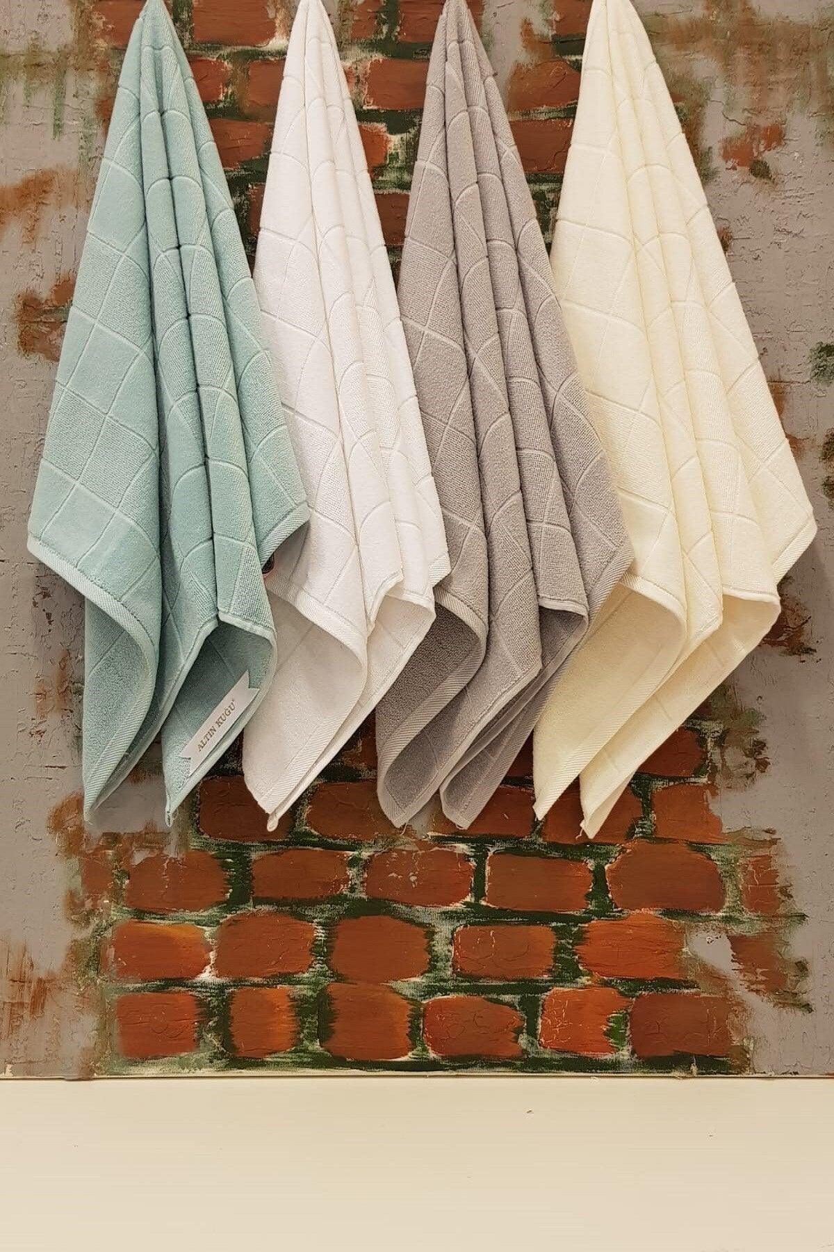 Ramona Towel Set of 4 - White Mint Cream Gray - Swordslife