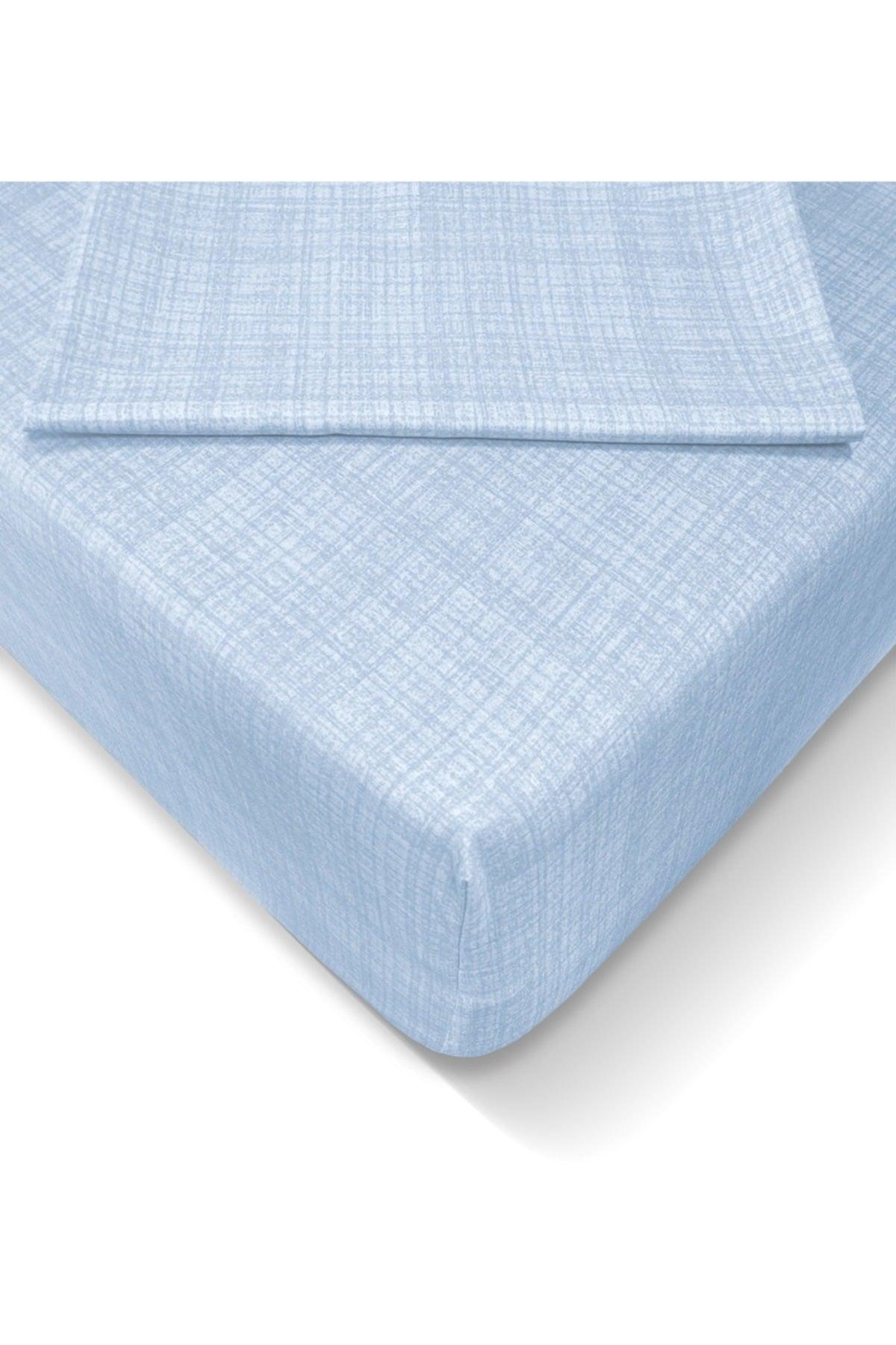 Ranforce 120x200 Cm Elastic Bed Sheet Set - Light Blue - Swordslife